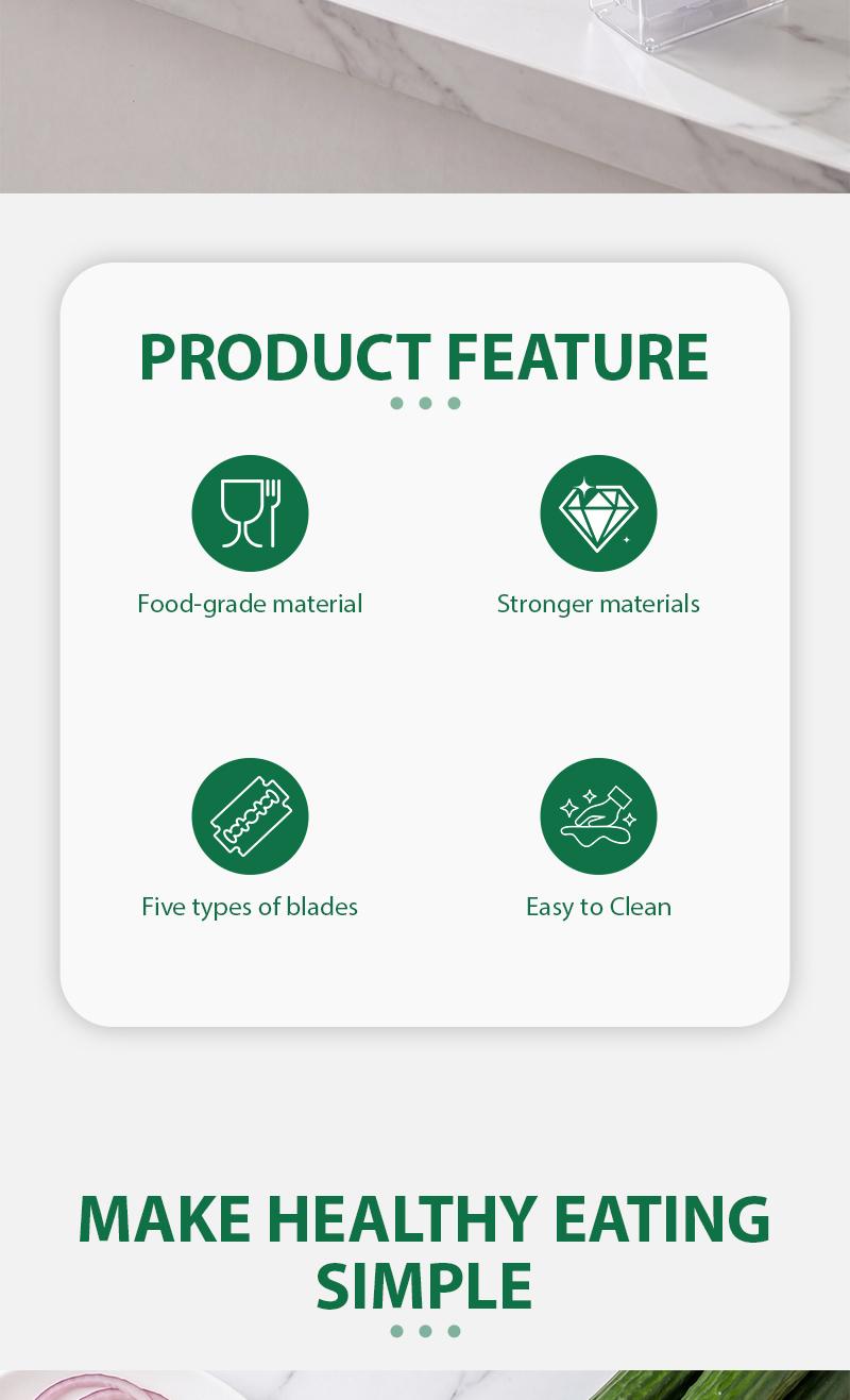 SUSTEAS Manual Vegetable Slicer Mandoline - 5 Replaceable Detachable Blades, Strong Suction Base, Smooth Hand Crank, 2/3/5/5.5mm Shreds/Wide Strips, Lightweight Durable, Safe Quick Even Cutting for Fruits, Veggies, Carrot, Cheese, Chocolate