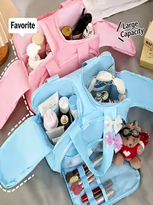 Fashion Simple Makeup Bag for Women, Portable Lightweight Large Capacity Dual Opening Storage Bag, Travel Toiletry Bag, Cosmetic Pouch, Makeup Organizer Pouch