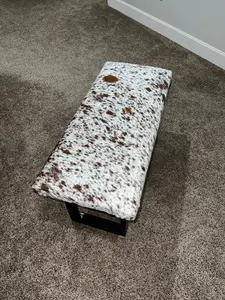 Brown & White Cowhide Bench