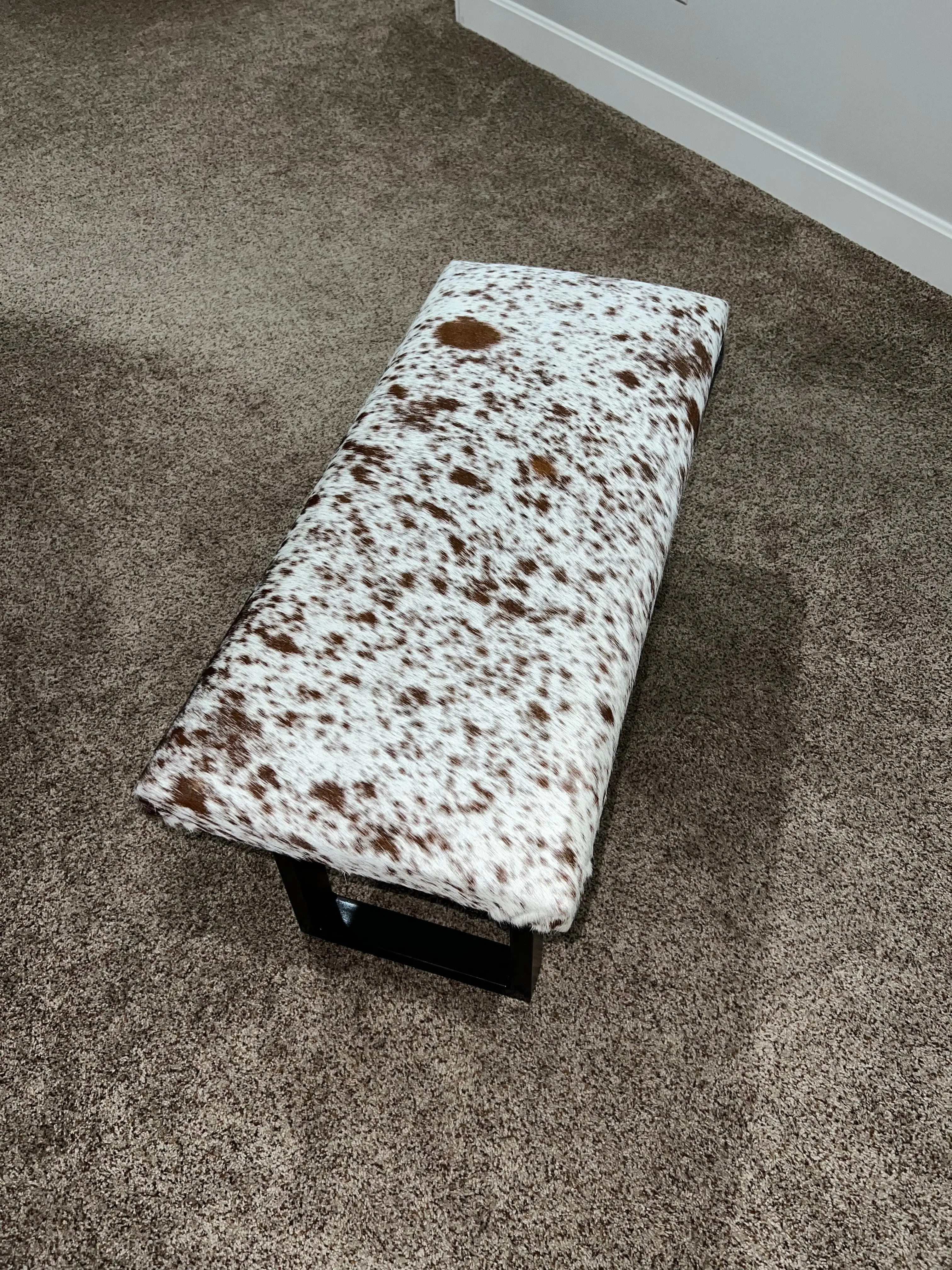 Brown & White Cowhide Bench