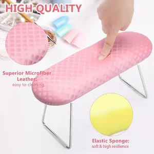 Professional Nail Art Tool Hand Pillow PU Material Stainless Steel Dust Collector Stand, Comfortable Manicure Shop Hand Rest Pad, Essential Beauty Equipment, Nail Tech Supplies