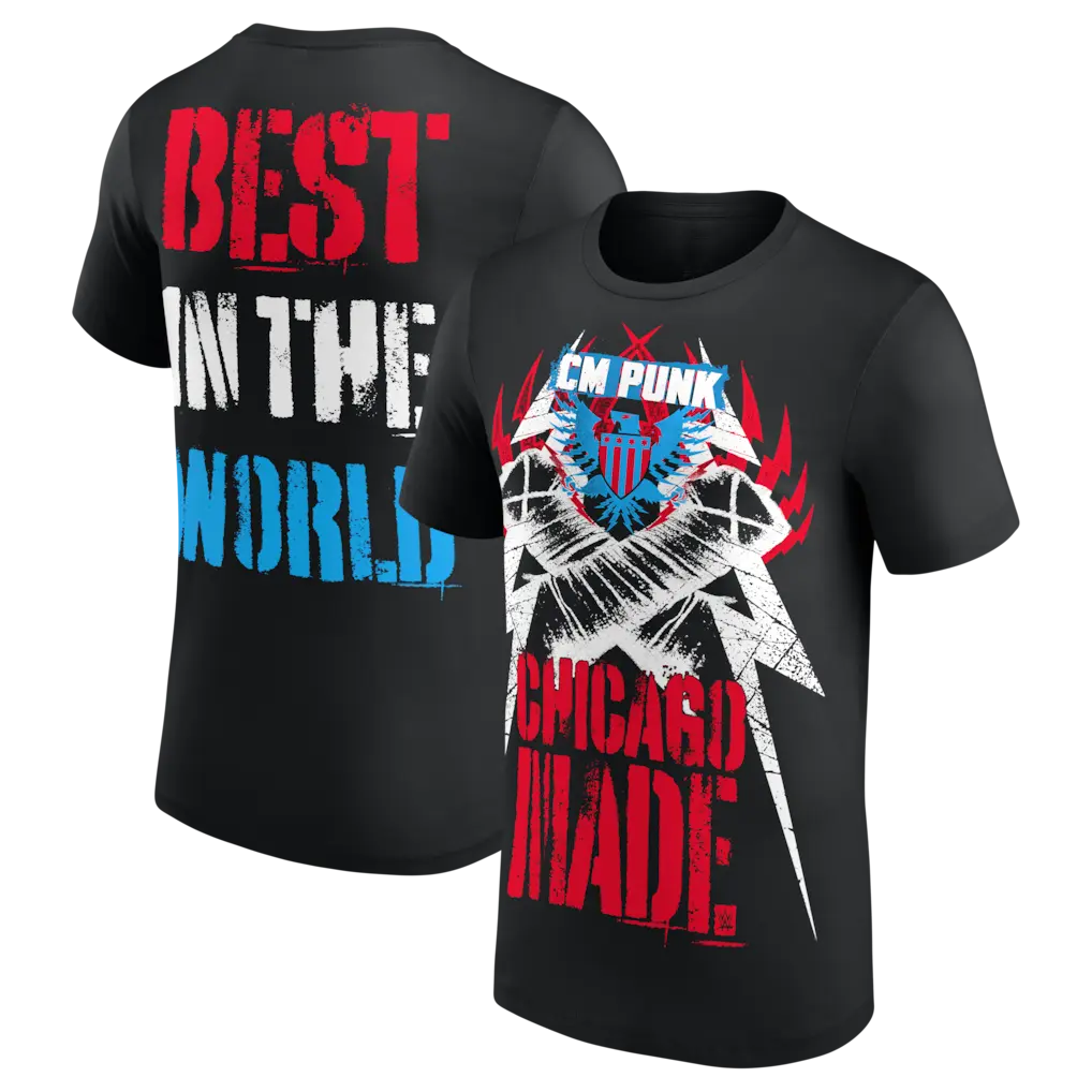 [WWE] CM Punk Chicago Made Red, White & Blue T-Shirt, Vintage WWE Graphics Tee, Gift For Men And Women