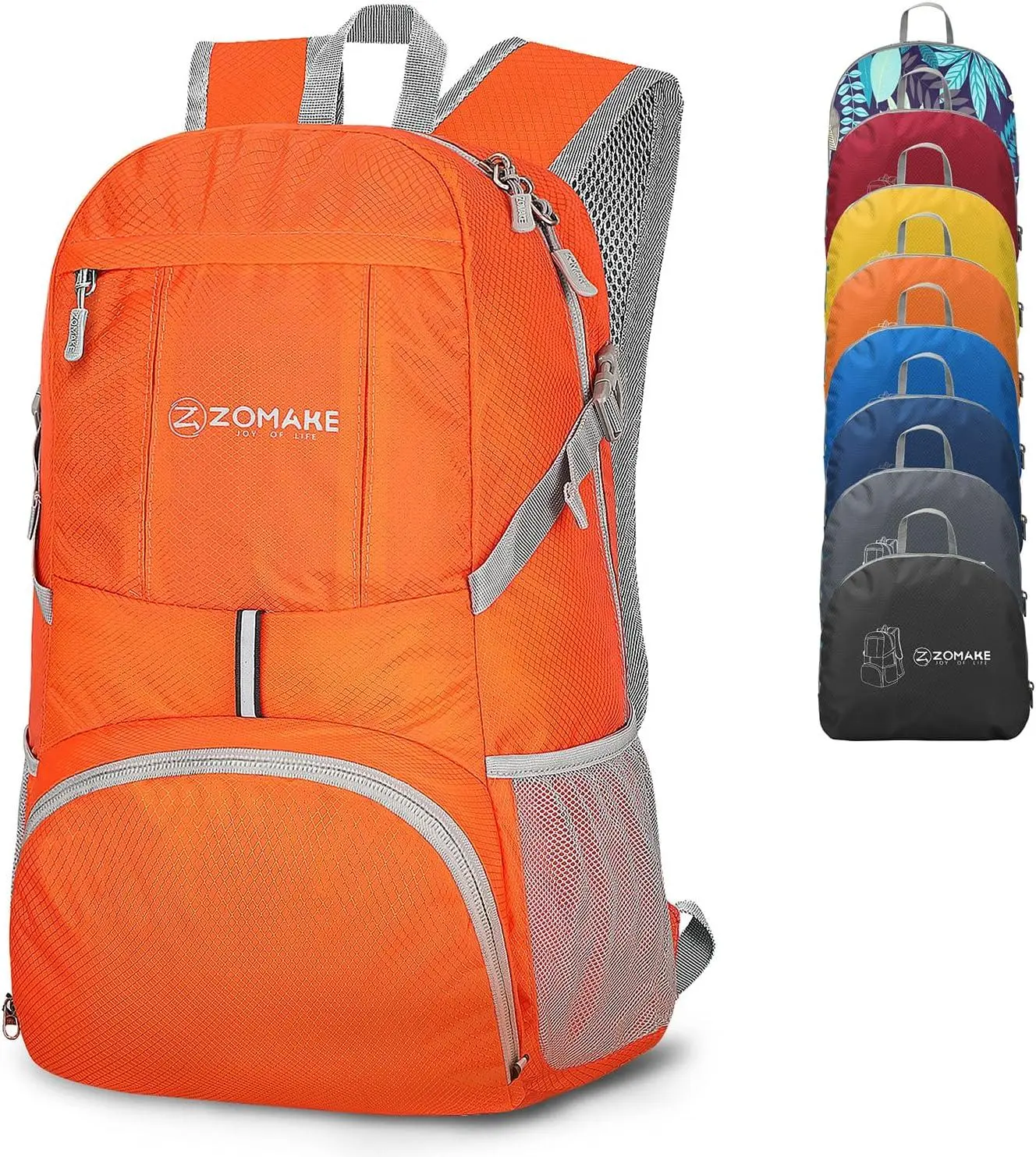 ZOMAKE Lightweight Packable Backpack 35L, Orange, Water Resistant, Collapsible Hiking Bag, Compact Folding Day Pack for Travel Camping