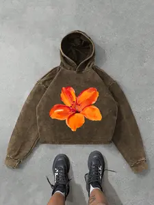 Fashion Trend Men's Large Floral Print Portrait Street Style Hoodie