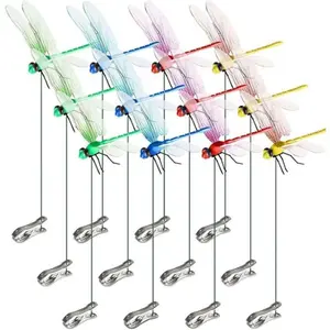 12-Pack Dragonfly Shape Multifunctional 3D Realistic Plastic-Metal Clips, Bright Color Stainless Steel Decorative Clips for Garden Accessories, Both Indoor/Outdoor Home Decor | For Home Decor Enthusiasts