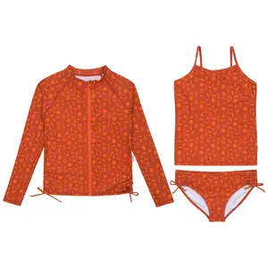 Girls Long Sleeve Rash Guard + Tankini Bikini Set (3 Piece) | "Desert"