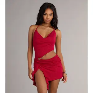 All Eyes On You Glitter Knit Cutout Mini Dress