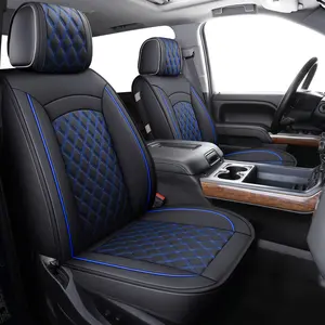 Chevy Chevrolet 2007-2026 Silverado Seat cover GMC Sierra Pickup  1500 2500HD 3500HD Trail Boss Z71 Crew Double Extended Cab Waterproof Leather Protector Seat Covers for Truck