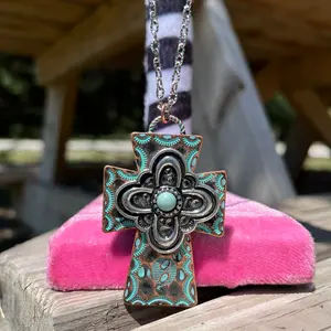 Turquoise cross necklace