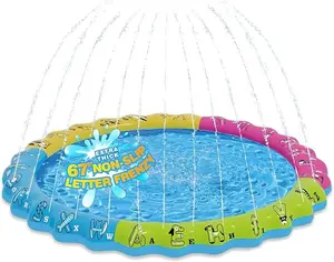 Summer Spring Gift 67" 3-in-1 Non-Slip Splash Pads for Toddlers 1-3 & Kids Ages 4-8, Baby Learning Pool, Sprinkler for Kids Summer Outdoor Water Toys, Game Mat with A-Z Letters