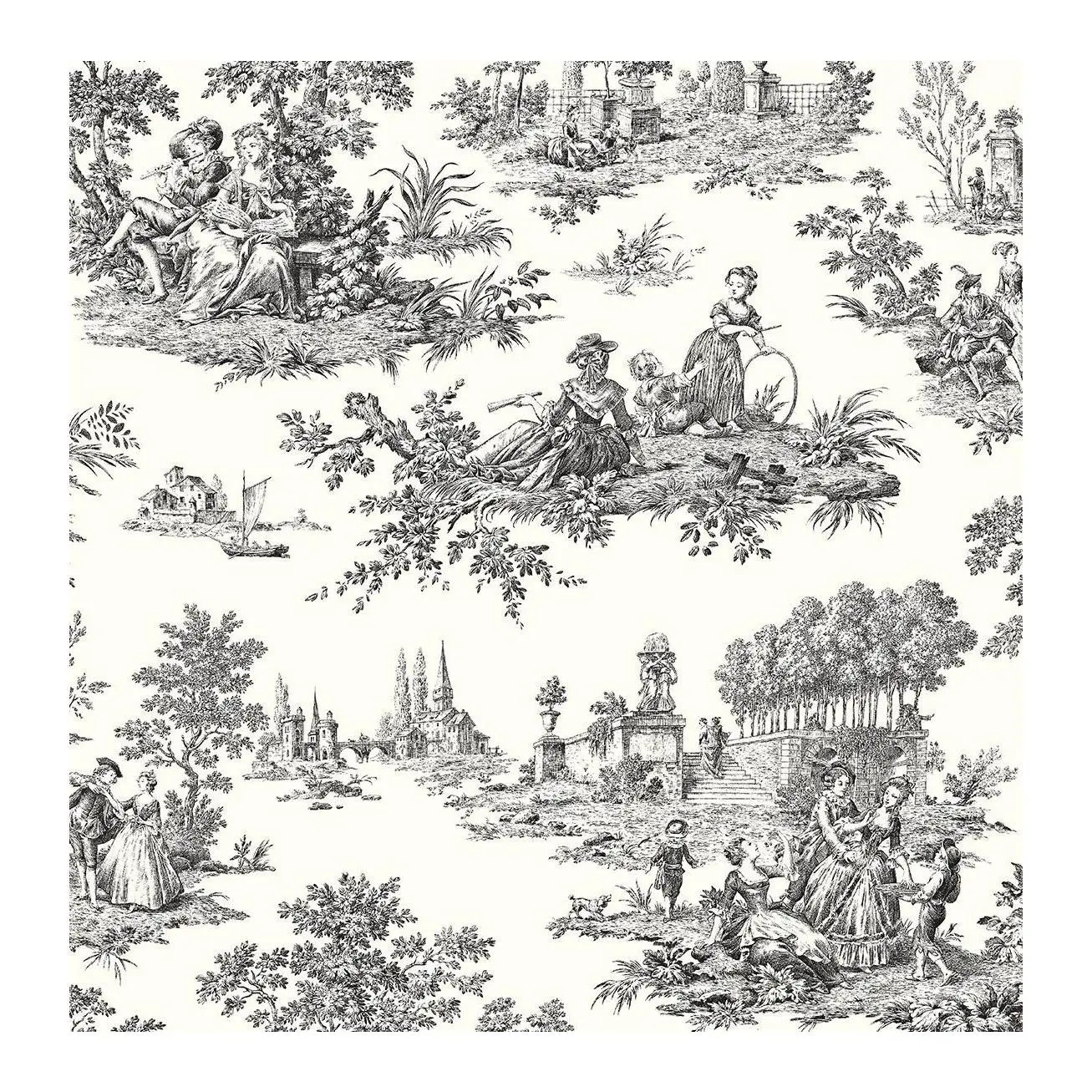 NextWall Chateau Toile Peel and Stick Wallpaper NextWall Chateau Toile Peel and Stick Wallpaper
