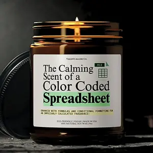 The Calming Scent of a Color Coded Spreadsheet Candle, Excel gifts, Spreadsheet Humor, Funny Accountant Gift, Data Analyst Gift, CPA Gift