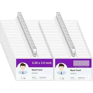 Name Badge Holders with Clip -  40 count Clear Plastic ID Badge Holders with Badge Clips for 2-1/4 Inch x 3-1/2 Inch Name Badge Inserts