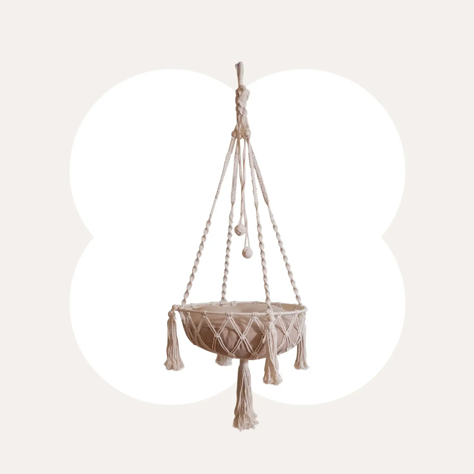 Happy & Polly Bohemian Tasseled Cat Hammock - Cozy Lounge Resting Spot, Elegant Tassel Details, Decorative Home Hanging Basket, Cozy Spot for Relaxation Pet Furniture for Cats