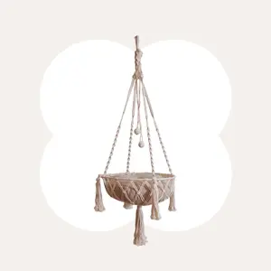 Happy & Polly Bohemia Style Cat Hammock with Tassels - Decorative Hanging Basket for Cats with Elegant Tassel Details