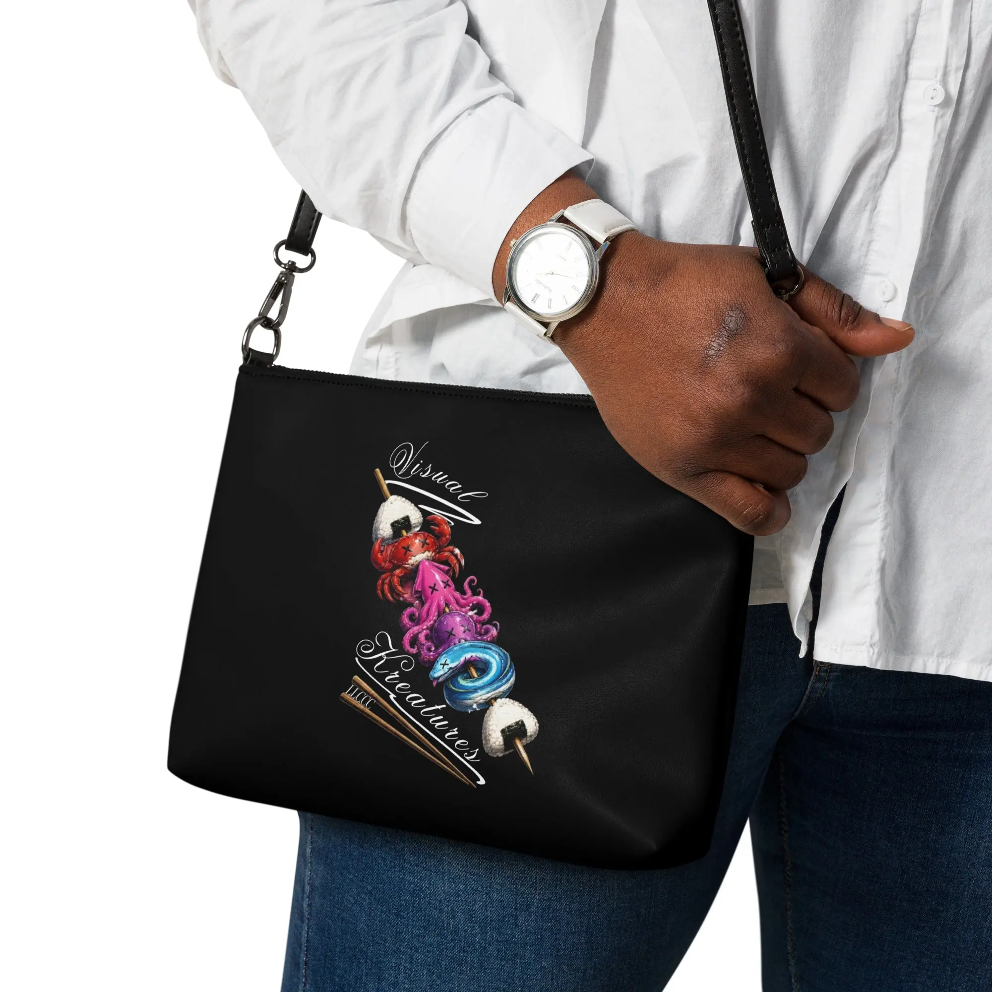 Cartoon sushi women’s cross body reversible purse