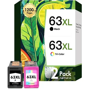63 63XL Ink  Combo Pack Replacement for OfficeJet 3830 Envy 4520 Ink Cartridges Black and Color for  OfficeJet 4650 5255 5258 4655 5200 Envy 4512 DeskJet 1112 2130 3630 Printer 2-Pack
