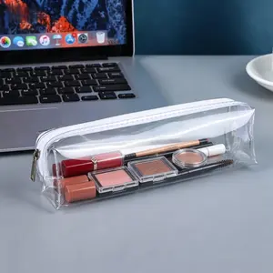 Transparent Makeup Bag, Waterproof PVC Zipper Travel Cosmetic Organizer, Portable Compact Clear Beauty Storage, Ideal for Airport, School, Travel