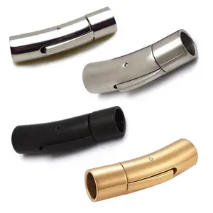 6mm Hole Curved Integral Clasp - Stainless Steel Push-lock Connector for Bracelets