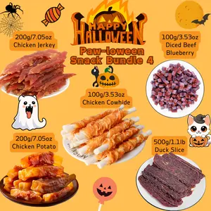 1100g/2.43LB Halloween Variety Treat Bundle, Premium Duck Chicken Meat, Natural Dog Treats, Healthy, Easily Digestible, Dog Chews Long Lasting, High Protein, Low Fat, Perfect Training Reward Snack For Small, Medium and Large Dogs, Halloween Treat