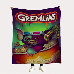 Flannel blanket with Gremlins print, warm and durable, suitable for sofa, office, bed or camping trip, perfect gift for horror fans 50*40