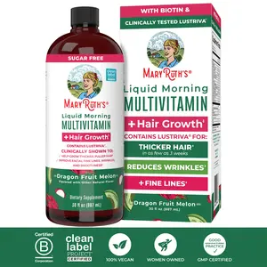 MaryRuth's Liquid Multivitamin + Hair Growth - Clinically Tested Lustriva for Thicker Hair in Women - Improve Facial Wrinkles - Vegan - 30 Fl Oz MaryRuth's Liquid Multivitamin + Hair Growth - Clinically Tested Lustriva for Thicker Hair in Women - Improve Facial Wrinkles - Vegan - 30 Fl Oz
