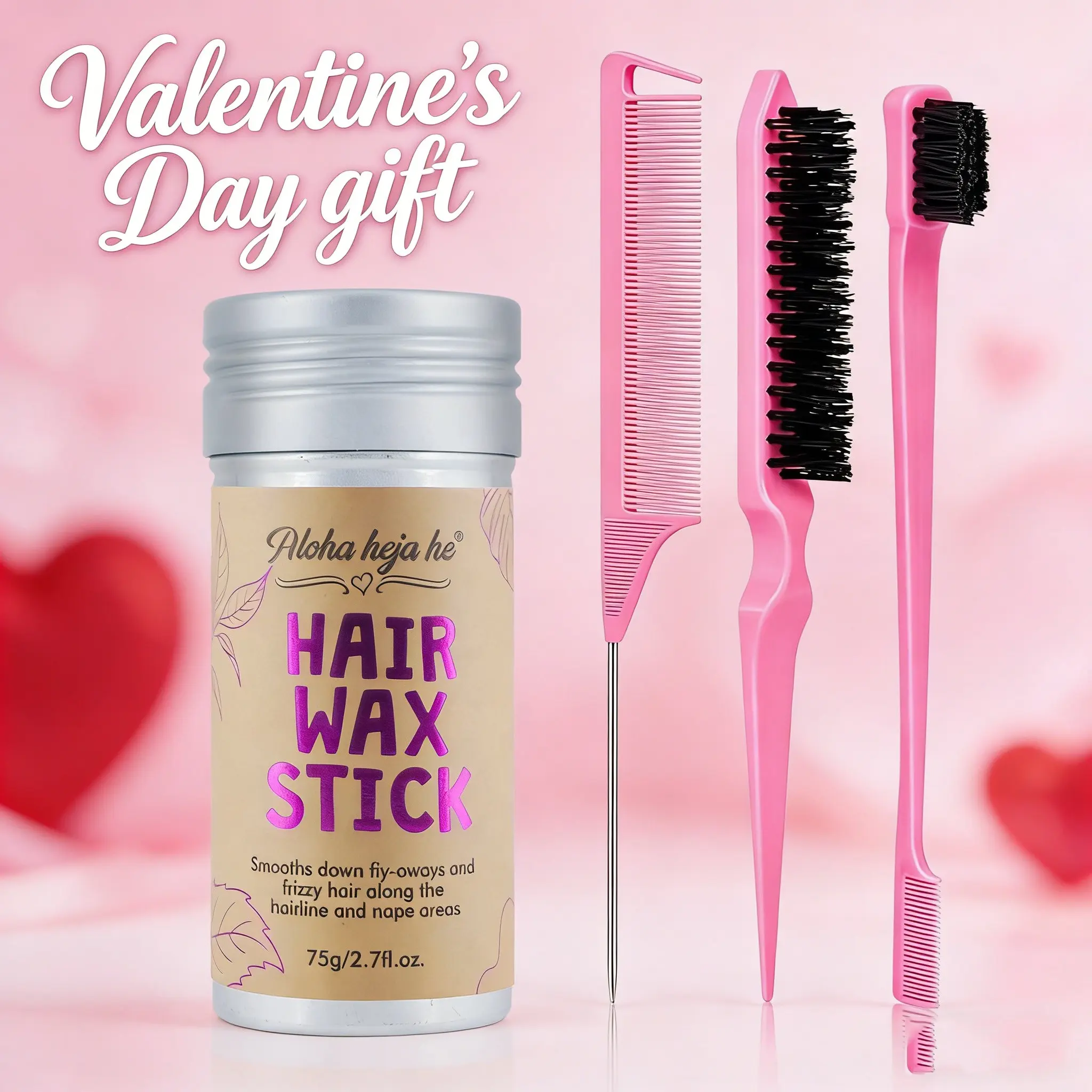 Wax Hair Stick for Flyaway Control & Frizz Free Styling Paste, Valentine Gift for Women & Men, Smooth Ponytail & Bun Maker, Hair Styling Accessories Set, Hairline and Nape Areas, Sleek Wax Stick, Flyaway Hair Tamer