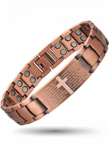 Copper Magnetic Bracelet for Men,Ultra Strength Cross Bracelet With Ring Include Adjustable Link, Jewelry Gift
