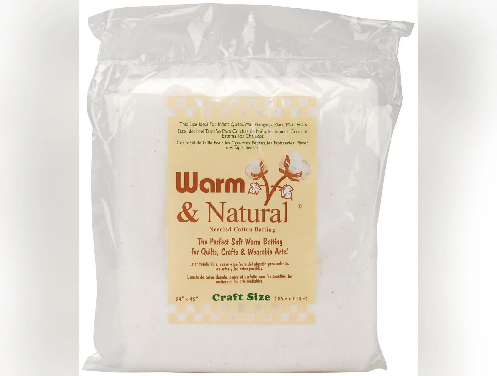 Warm & Natural Cotton Batting-Craft Size 34"X45"
