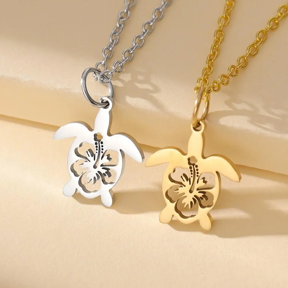 Men's Stainless Steel Turtle Pendant Necklace, Casual Animal Form Long Chain Jewelry, Unisex Daily Wear Accessory and Birthday Gift, Unisex Wear, Elegant