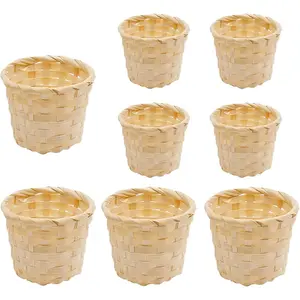 8 count Mini Woven Basket Set for  Organization, 4 Small 3.54 x 3.54 x 2.95in and 4 Mini 2.95 x 2.95 x 2.36in,   , Centerpiece Baskets, Party Favors, DIY Crafts