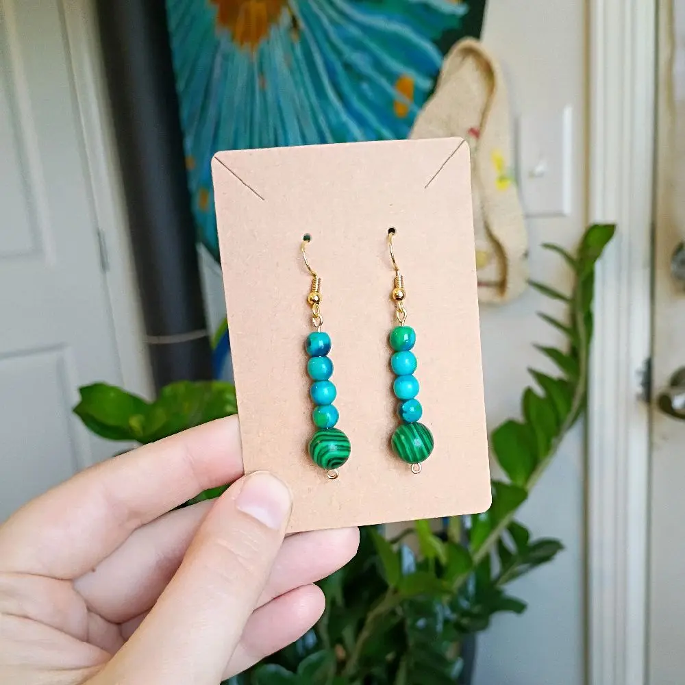 Malachite and Blue Earrings