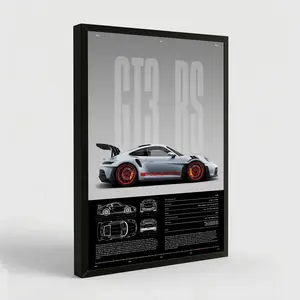 NBHYK Porsche 911 GT3 RS Poster 992 Physical Print Hyper Car Artistic Decor for Bedroom Dorm Man Cave Modern Abstract Design Bathroom Wall Art