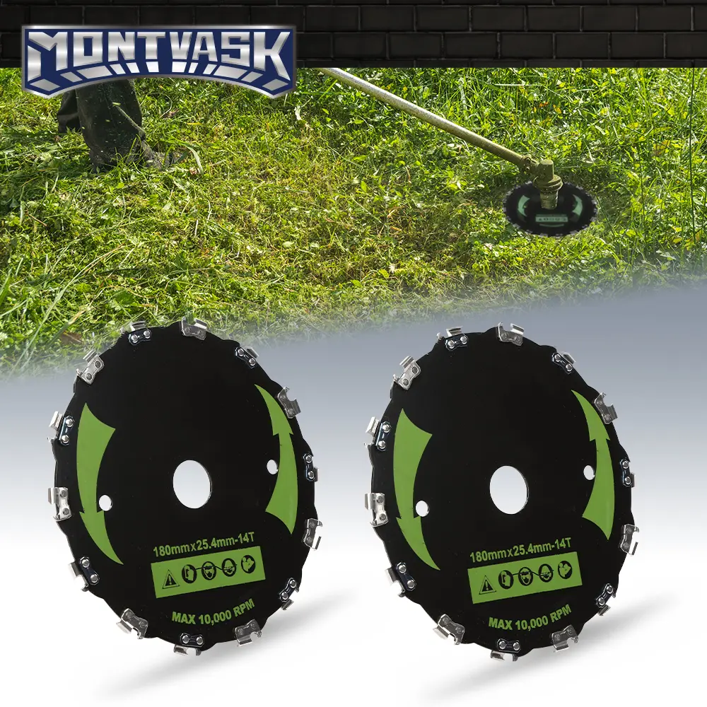 CROSSDESIGN 2PCS 7" Chainsaw Tooth Brush Blades, Grass Trimmer Accessories, Lawn Trimmer Parts for Bush Cutter, Weed Eater Handheld Head