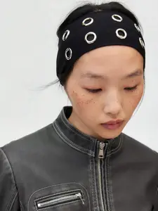 1pc Fashion Punk Headband for Music Festivals, Soft Elastic Fit Hollow Design, Wide Band Headwear for Beach, Yoga, and Daily Wear