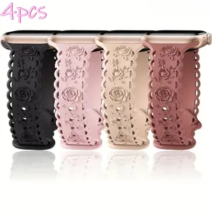 Women's 4-Pieces Slim Fit Lace Roses Smart Watch Straps - Lightweight Sport Strap for 38-49mm (Series 1-10, SE, Ultra/Ultra 2) - Wearable Tech, Sports & Outdoor Accessories