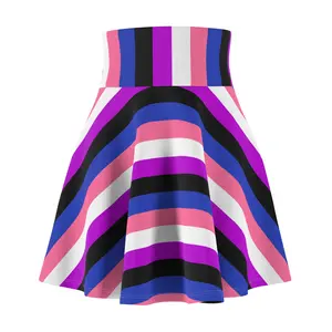 Genderfluid Pride Skirt - LGBTQIA+ Pride Month Clothes Flared Skater Skirt - Adorable Cute Gender Fluid Flowy Skirt
