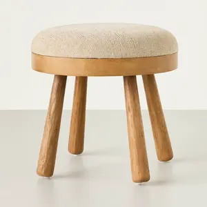 Upholstered Round Top Mid Century Ottoman Oatmeal - Hearth & Hand with Magnolia