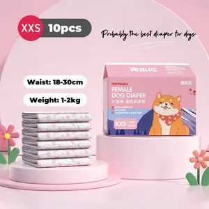 10Pcs Disposable Dog Diapers for Female Dogs, Super Absorbent, For Small to Large Dogs upto 55lbs
