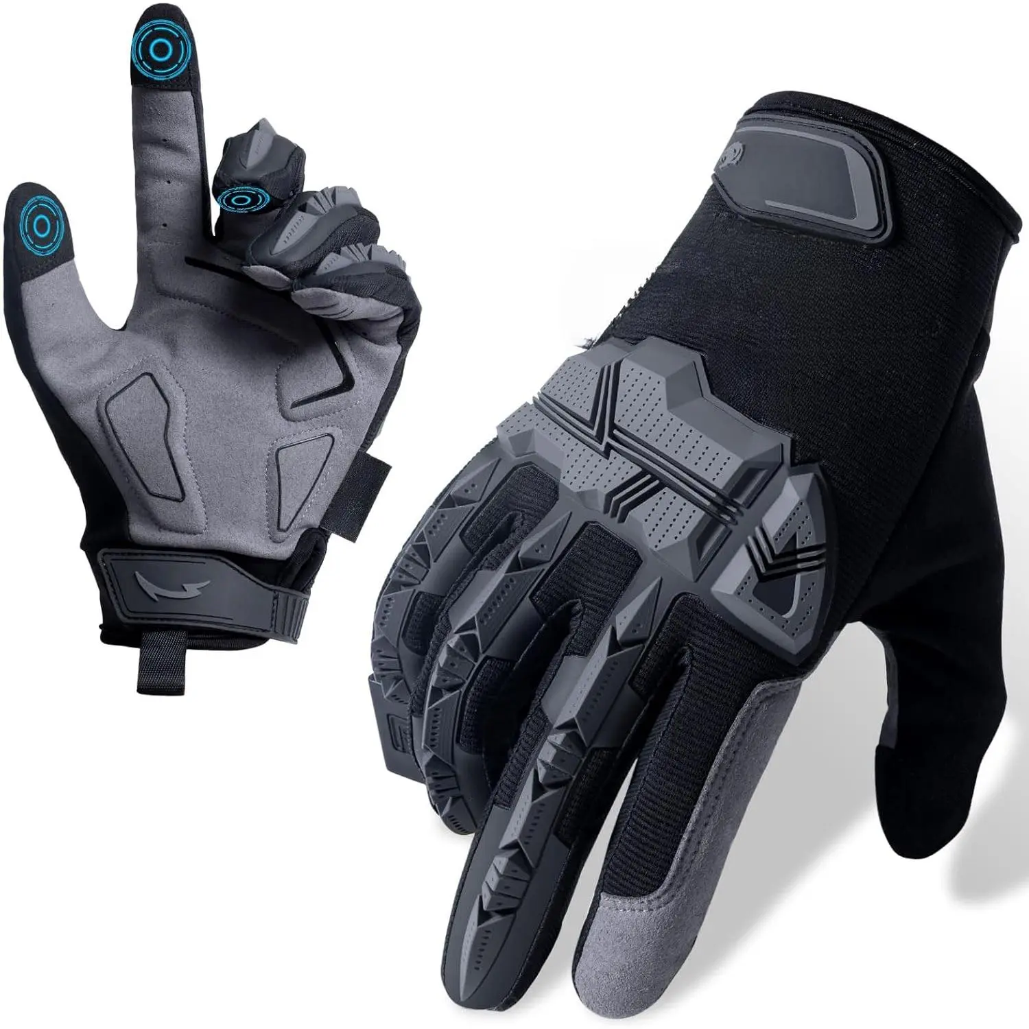 Motorcycle Gloves, Gloves for Men with Soft Palm Pads, Touchscreen Gloves for Motorcycle Riding, Paintball, Cycling, Work, Hunting, Hiking, Camping, and Climbing