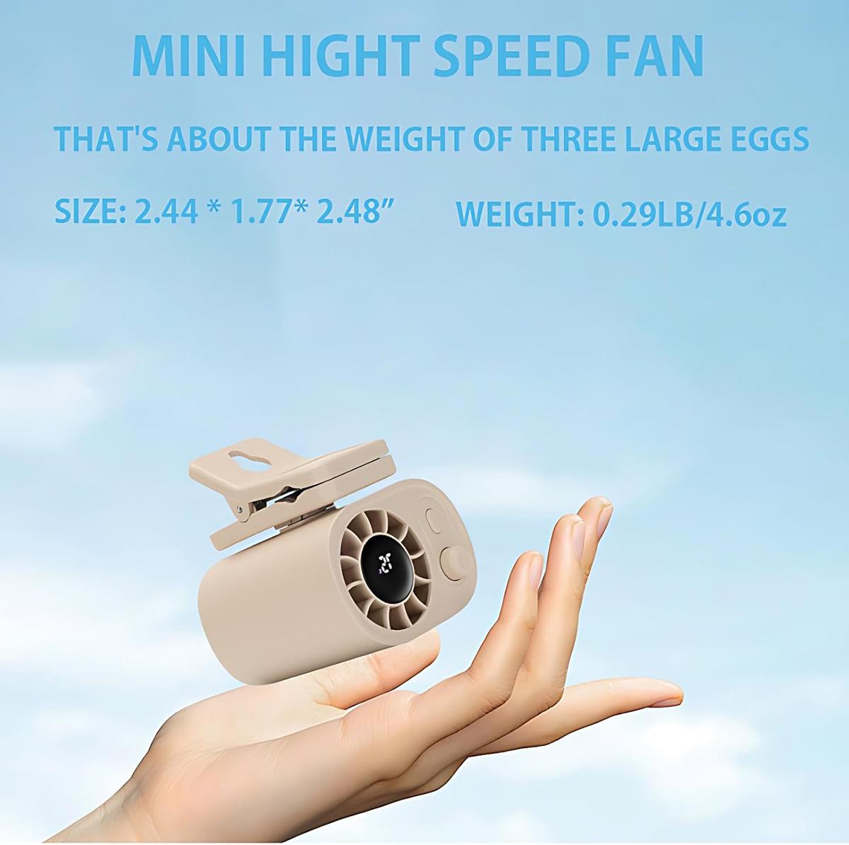 Car Clip On Fan No Cooling Function with LED Display 360° Rotation 100 Speeds Adjustable USB Rechargeable Personal 1800mAh Battery Stepless Speed Adjustment Charging