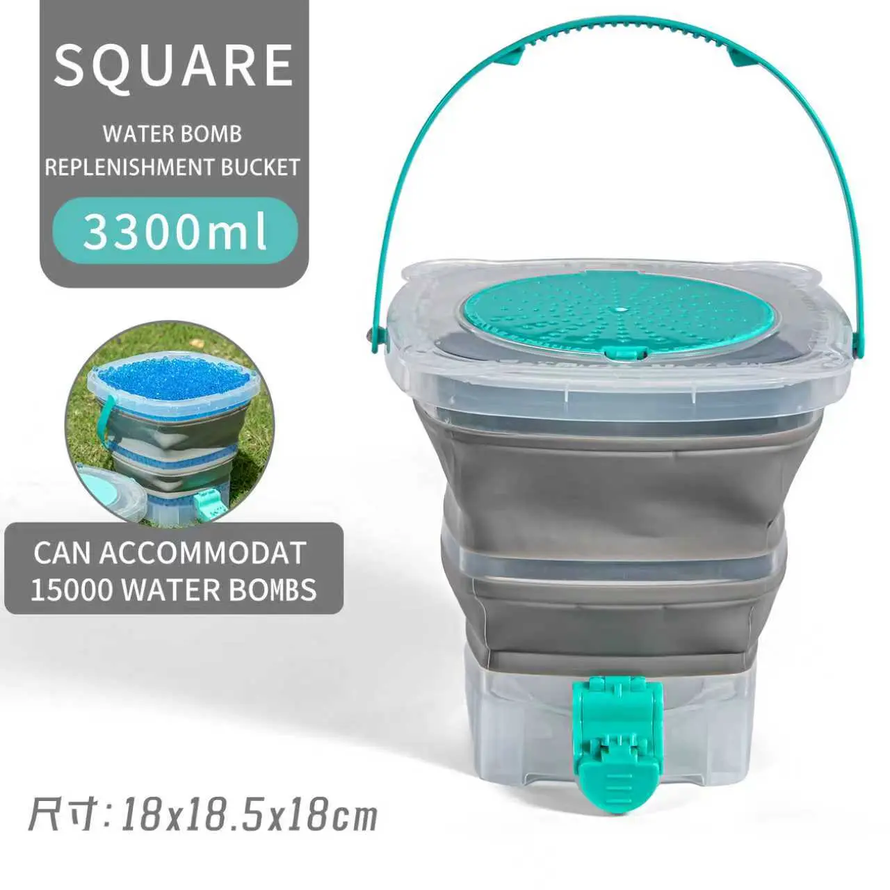Toy Bucket, Foldable Water Bucket, Gel Ball Soaking Container, 7-8mm Pellet Filter & Draining Tool, Quick Bottle Filler, Special Storage Container Doubles As A Gel Ball Loader Soakable