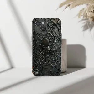 Gothic Black Spider Web Phone Case 🕸️ Dark 3D Effect Art  Edgy Grunge Protective Cover Compatible with iP Phone 16 15 14 13 12 11 X Pro Max Plus