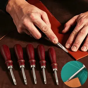 5PCS Leather Edge Skiving Beveler, Leather Working Tools Burnishing Tool Edge Cutting Trimmer Tool for Leathercraft Working (0.8Mm, 1Mm, 1.2Mm, 1.4Mm, 1.6Mm)