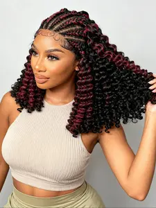13x6 Synthetic Lace Front Wig Pre-pulled Weave Marguerite-G Fashion Ditch Braids Curly Hair Style  flash sale ofertas especiales  black friday donnatrending y2k