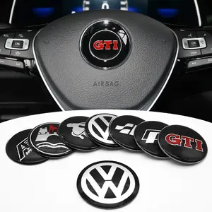 for VW 3D aluminum Car Steering Wheel Badge Logo Volkswagen VW GTI Golf 5 6 7 Mk4 Mk5 Mk6 Polo Passat B5 B6 B7 Scirocco Jetta Tiguan CC Touareg Beetle Rline R Touran Bora Sticker Emblem Interior Decoration Car Accessories
