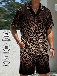 🔥Men's Leopard Print Two-Piece Summer Set | Breathable and Cool | Perfect Choice for Beach and Vacation Outfits! #MensFashion #CasualWear #SummerOutfits #LeopardPrint