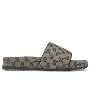 Gucci Men's GG Slide Sandal Beige Blue Monogram, from StockX