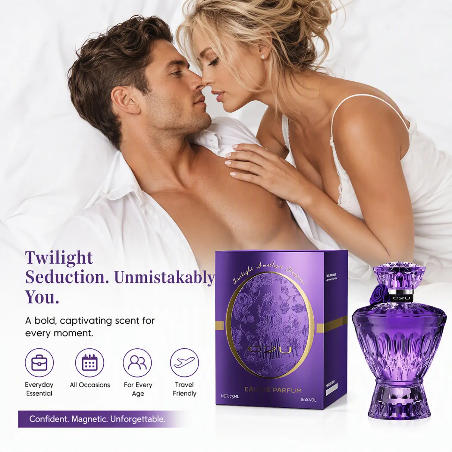 Women's Pheromone Perfume, long-lasting floral fruity woody scent. Pheromones make him captivate you, spend an enchanting evening. Perfect for New Year's Eve, Christmas & Birthday. Women's Pheromone Fragrance. 75ML/2.5FL.OZ. A Must-Have for Every Woman.
