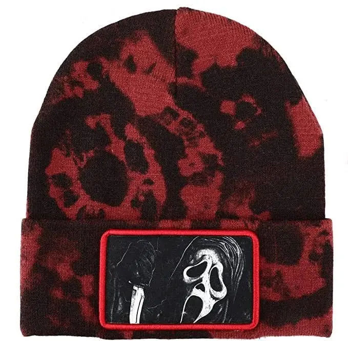 GhostFace Horror Movie Character Embroidered Patch Beanie Hat for Men